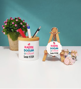 Kadın Doğum Uzmanı Kalemlik ve Anahtarlık Seti