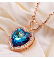 Monemel Swarovski Taşlı Kalp Kolye - Gold (Altın Kaplama) Titanik Okyanusun Kalbi, Sevgililer Günü Yeni Yıl Hediyesi - Yılbaşı Hediyesi Hediyesi