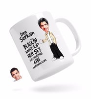 BK Gift Kişiye Özel Erkek Her Şey Yolundaymış Gibi Karikatürlü Beyaz Kupa Bardak-3