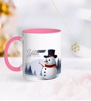 BK Gift Kişiye Özel Yılbaşı Mutlu Yıllar Pembe Kupa ve Kar Tanesi Kolye-19 (Model 1)