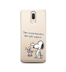 Snoopy Tasarımlı Süper Şeffaf Silikon Telefon Kılıfı Huawei Mate 10 Lite 