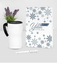 BK Gift Kişiye Özel Yılbaşı Mutlu Yıllar Temalı Beyaz Defter Kalem Termos Mug Seti - 17