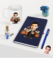 BK Gift Kişiye Özel Bay Avukat Karikatürlü Lacivert Defter Kalem Kupa Seti - 2 (Model 1)