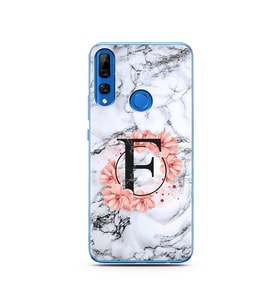 Mermer Çiçekli Harf Tasarım Süper Şeffaf Silikon Telefon Kılıfı Huawei Y9 Prime 