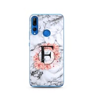 Mermer Çiçekli Harf Tasarım Süper Şeffaf Silikon Telefon Kılıfı Huawei Y9 Prime 