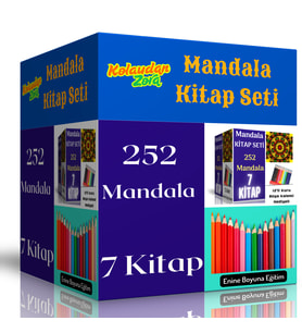 Mandala Kitap Seti (7 Kitap ve 12 Adet Kuru Boya Kalemi)