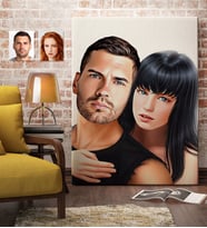 BK Gift Kişiye Özel Sevgililer Karikatürlü Kanvas Tablo 70x100cm-37