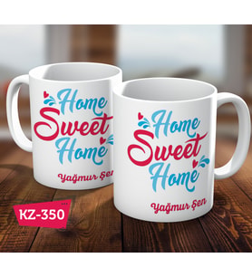 Home Sweet Home İsimli Kişiye Özel Eşlere  Hediye Kupa Bardak