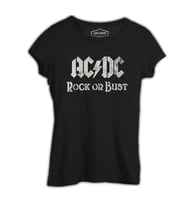 AC DC - Rock or Bust Logo Siyah Kadın Tshirt