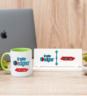 Grafiker Yeşil Kupa Bardak Ve Masa İsimliği Hediye Seti