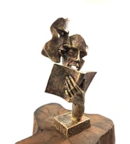 KİTAP OKUYAN ÇİFT HEYKELİ,KİTAP OKUYAN DEKORATİF BİBLO,KİTAP OKUYAN HEDİYELİK FİGÜR,OKUYAN BÜST (Gold)