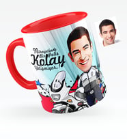 BK Gift Kişiye Özel Bay Polis Karikatürlü Kırmızı Kupa Bardak  7