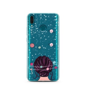 Space Girl Tasarım Süper Şeffaf Silikon Telefon Kılıfı Huawei Y9 2019