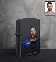 Kişiye Özel Erkek Karikatürlü UV Baskılı Siyah Benzinli Çakmak Model-3