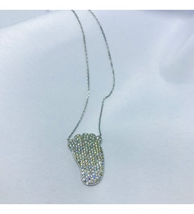 Zirkon Taşlı Bebek Ayağı Model Gümüş Kolye