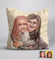 BK Gift Kişiye Özel Kız Kardeşler Karikatürlü Beyaz Yastık-4