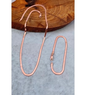 Yassı Kolye ve Bileklik Rose Gümüş Takımı SET-397