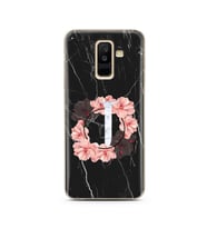 Mermer Çiçekli Harf Tasarım Süper Şeffaf Silikon Telefon Kılıfı Samsung A6 Plus 