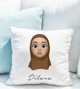 Emoji Kız Tesettürlü Stiker Yastığı Kişiye Özel