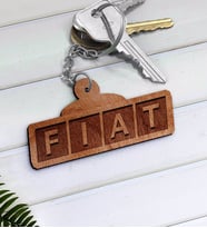 FIAT Logolu Ahşap Anahtarlık-3 (Beyaz)