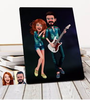 BK Gift Kişiye Özel Sevgililer Animasyon Karikatürlü Kanvas Tablo 30x50cm -31
