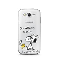 Snoopy Tasarımlı Süper Şeffaf Silikon Telefon Kılıfı Samsung Grand Neo
