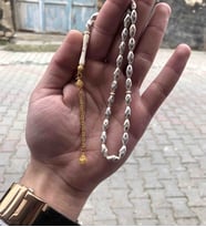14 Ayar Altın Püsküllü Altın İşlemeli Orjinal Fil Dişi Tesbih
