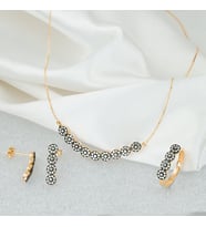 Favori Gold Elmas Görünümlü 3'lü Altın Set (Çok Renkli)