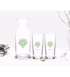 BK Gift Kişiye Özel Renkli Baskılı Tokat Tasarımlı Turistik İkili Rakı Bardağı ve Karaf Hediye Seti-1 (Beyaz)