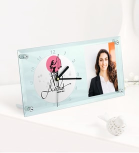 BK Gift Kişiye Özel Avukat Temalı Masaüstü Cam Saat - 10 (Beyaz)