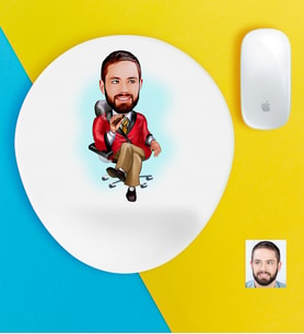 BK Gift Kişiye Özel Bay Patron Karikatürlü Bilek Destekli Mouse Pad-1 (Beyaz)