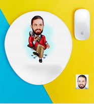 BK Gift Kişiye Özel Bay Patron Karikatürlü Bilek Destekli Mouse Pad-1 (Beyaz)