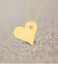 BK Gift Kişiye Özel İsimli Gold Kalp Kolye (Altın)