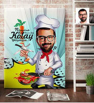 BK Gift Kişiye Özel Bay  Chef Karikatür Kanvas Tablo 70x100cm 1