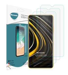 Microsonic Xiaomi Poco M3 Screen Protector Nano Glass Cam Ekran Koruyucu (3 Pack)