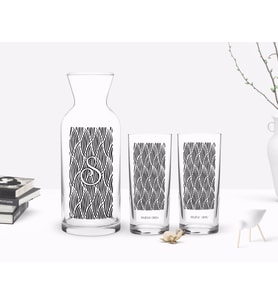 BK Gift Kişiye Özel Renkli Baskılı İsimli İkili Rakı Bardağı ve Karaf Hediye Seti-126 (Beyaz)