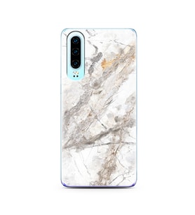 Beyaz Mermer Tasarımlı Süper Şeffaf Silikon Telefon Kılıfı Huawei P30  