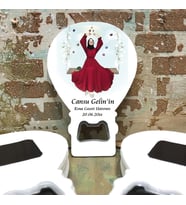 Balon Açacaklı Hediyelik Magnet - Tesettürlü Kına Kızı Tasarım Kına Gecesi Hatırası
