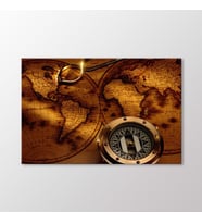 Arty Tablo Compass and World Map Tablo (Karışık)