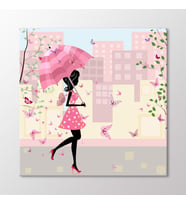 Arty Tablo Pembe Şemsiyeli Kız Tablo (Karışık)
