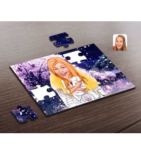 BK Gift Kişiye Özel Kadın Mimar Karikatürlü Ahşap Puzzle-1