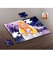BK Gift Kişiye Özel Kadın Mimar Karikatürlü Ahşap Puzzle-1