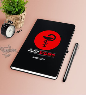 BK Gift Kişiye Özel Eczane Siyah Defter Kalem Seti-4