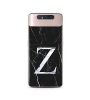 Samsung A80 Siyah Mermer Harf Tasarımlı Telefon Kılıfı Z-Harfi 