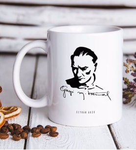 BK Gift Kişiye Özel Atatürk Temalı Beyaz Kupa Bardak-19