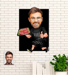 Kişiye Özel Mangalcı Temalı Karikatür Ahşap Tablo