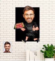 Kişiye Özel Mangalcı Temalı Karikatür Ahşap Tablo