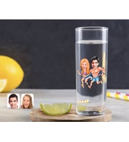 BK Gift Kişiye Özel Renkli Baskılı Sevgililer Karikatürlü Vodka Bardağı-8 (Beyaz)
