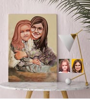BK Gift Kişiye Özel Kız Kardeşler Karikatürlü Kanvas Tablo 30x50cm-4