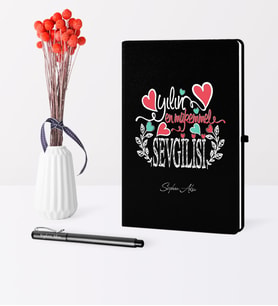 BK Gift Kişiye Özel Yılın En Mükemmel Sevgilisi Temalı Siyah Defter Kalem Seti